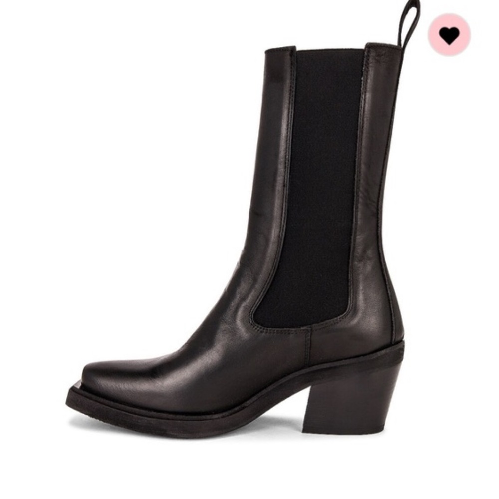 Free People Black Leather Heeled Boots